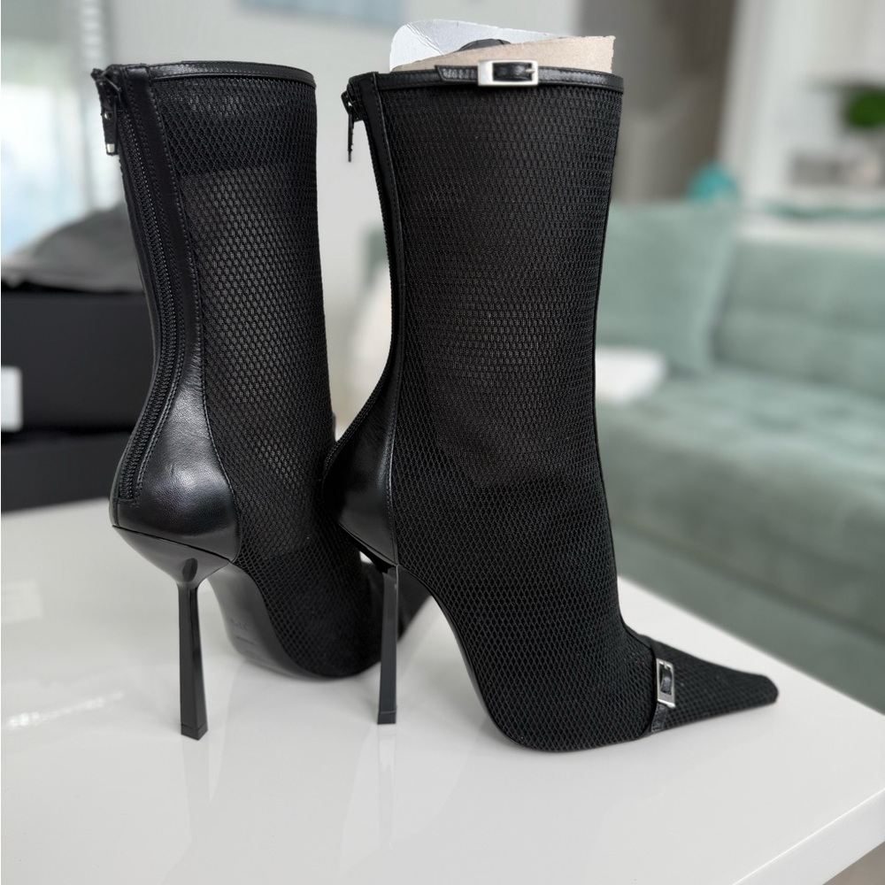Saint Laurent Oxalis Mesh black pointed boots